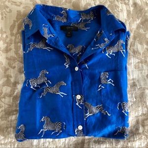 J. Crew zebra print popover shirt